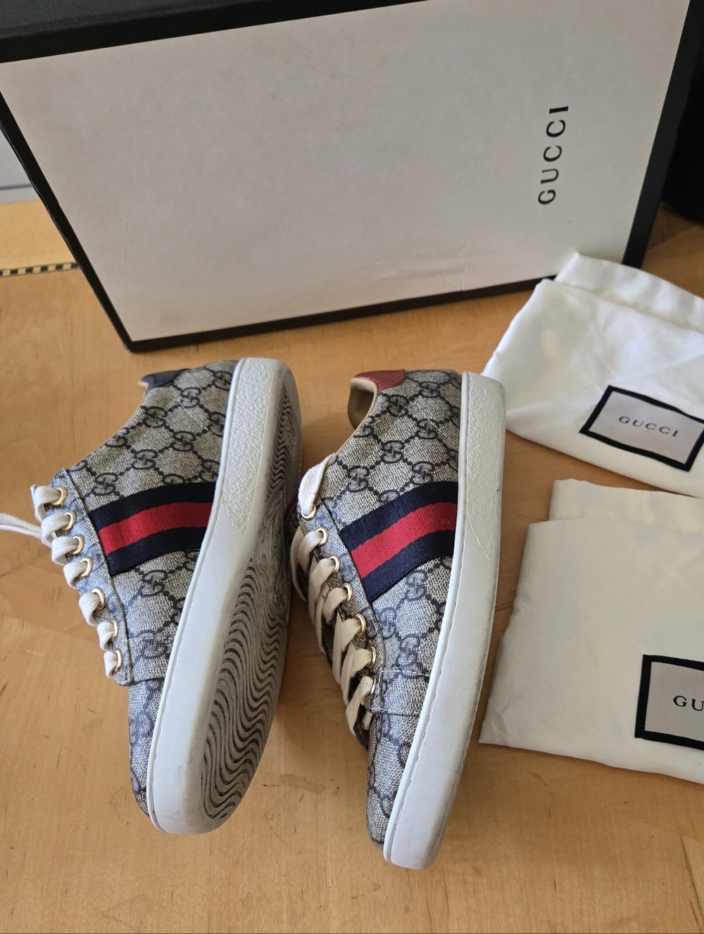 Gucci Ace Women's GG Supreme Canvas Beige Blue/Red EUR 38 G, US 7.5 - Picture 9 of 15